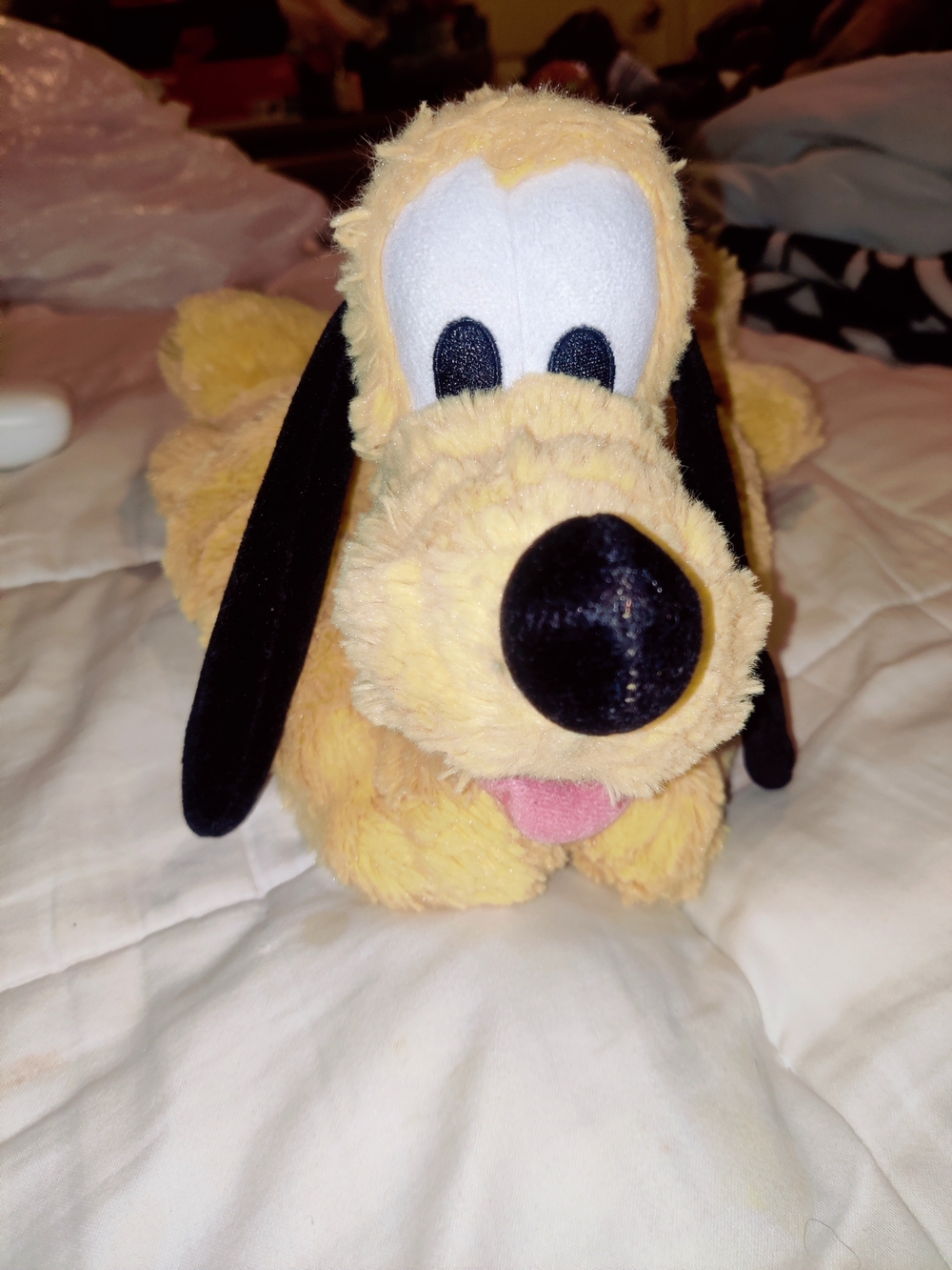 Disney Plush Pluto Dog Toy in Yellow with Black Ears